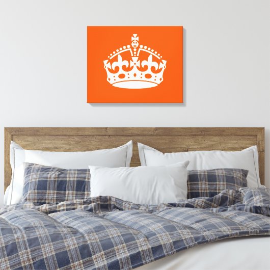 KEEP CALM CROWN on Orange Customize This Canvas Afdruk (Insitu (Slaapkamer))