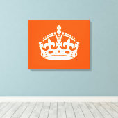 KEEP CALM CROWN on Orange Customize This Canvas Afdruk (Insitu (Houten vloer))