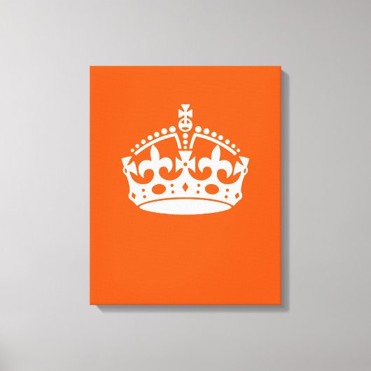 KEEP CALM CROWN on Orange Customize This Canvas Afdruk (Voorkant)