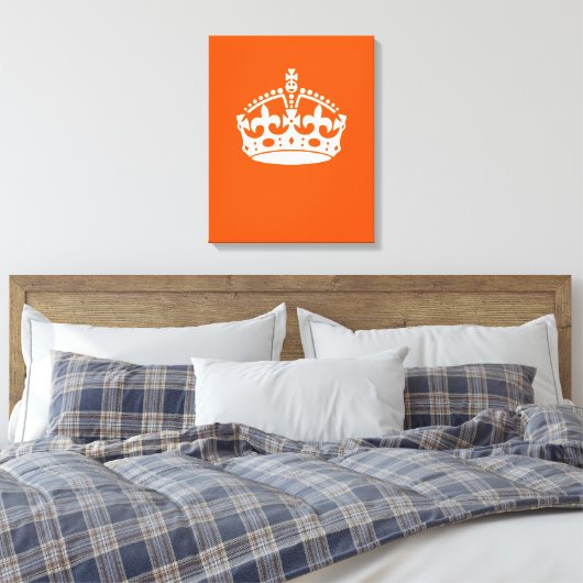 KEEP CALM CROWN on Orange Customize This Canvas Afdruk (Insitu (Slaapkamer))