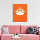 KEEP CALM CROWN on Orange Customize This Canvas Afdruk (Insitu (Woonkamer))