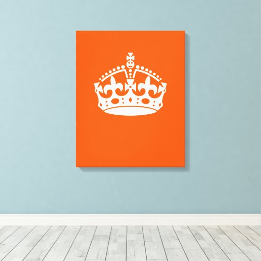KEEP CALM CROWN on Orange Customize This Canvas Afdruk (Insitu (Houten vloer))