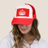 KEEP CALM CROWN on Red Decor Trucker Pet (In situ)