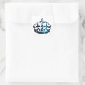 Keep Calm Dark Blue Crown - Verander achtergrond Vierkante Sticker (Tas)