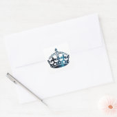 Keep Calm Dark Blue Crown - Verander achtergrond Vierkante Sticker (Envelop)