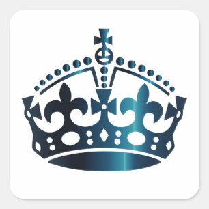Keep Calm Dark Blue Crown - Verander achtergrond Vierkante Sticker