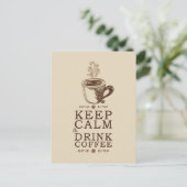 Keep Calm Drink Coffee - Beije Briefkaart (Staand voorkant)