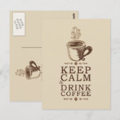 Keep Calm Drink Coffee - Beije Briefkaart (Voorkant / Achterkant)