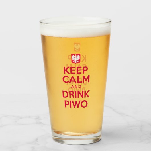 Keep Calm Drink Piwo Pools Glas (Voorkant gevuld)