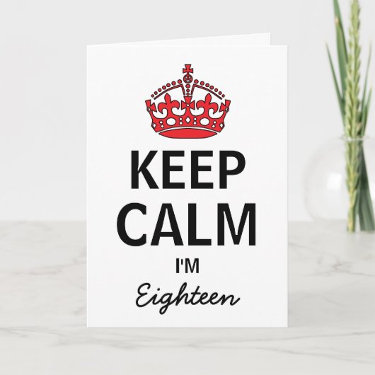 Keep Calm Eighteenth Birthday Invitation Bedankkaart (Voorkant)