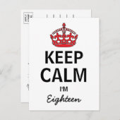 Keep Calm Eighteenth Birthday Invitation Uitnodiging Briefkaart (Voorkant / Achterkant)