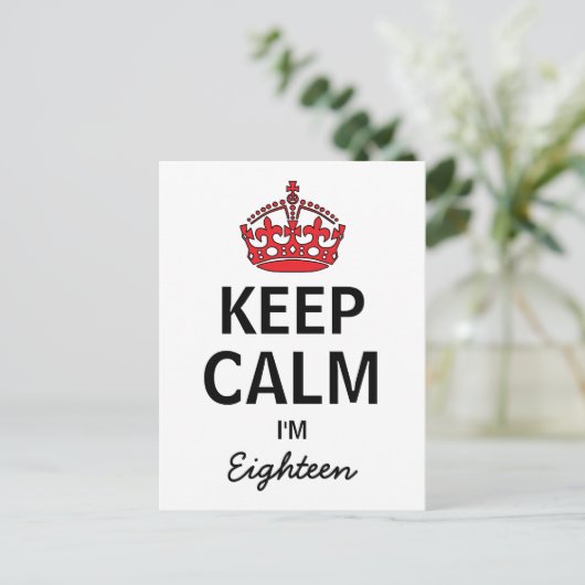 Keep Calm Eighteenth Birthday Invitation Uitnodiging Briefkaart (Staand voorkant)