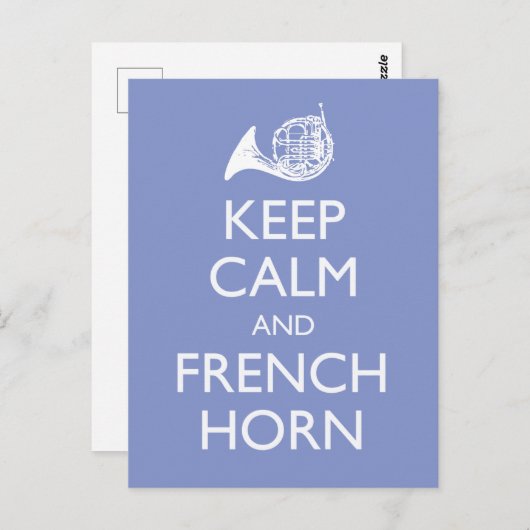 Keep Calm en French Horn Briefkaart (Voorkant / Achterkant)