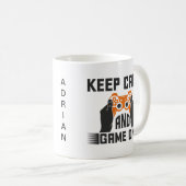 Keep Calm en Game On Typografie Gamen Koffiemok (Voorkant rechts)