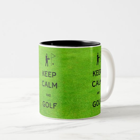 Keep Calm en Golf Tweekleurige Koffiemok (Voorkant rechts)