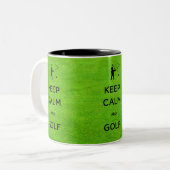 Keep Calm en Golf Tweekleurige Koffiemok (Voorkant links)