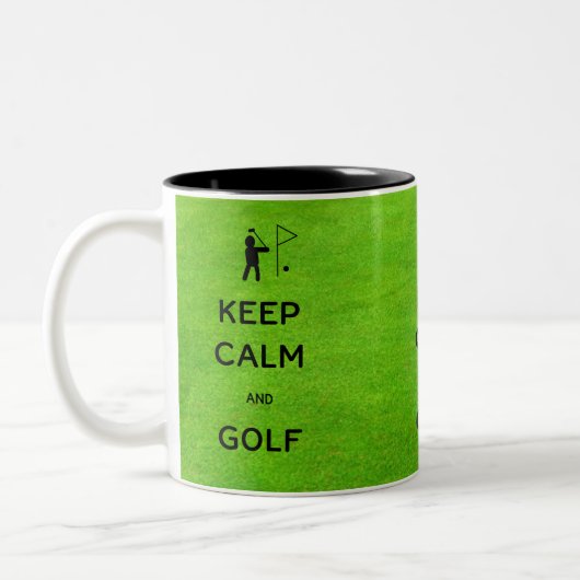 Keep Calm en Golf Tweekleurige Koffiemok (Links)