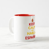 Keep Calm en Habla Español Tweekleurige Koffiemok (Voorkant links)