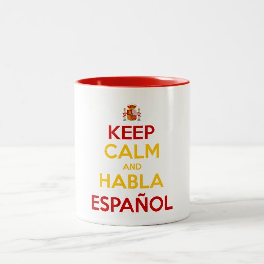 Keep Calm en Habla Español Tweekleurige Koffiemok (Center)