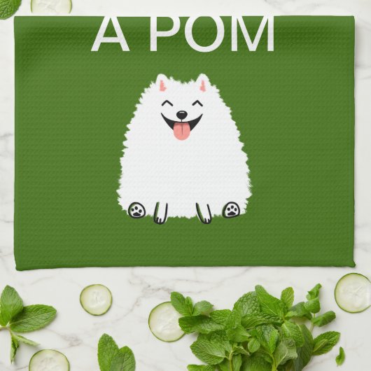 Keep Calm en Hug a Pom - Funny White Pommeren Theedoek (Gevouwen)