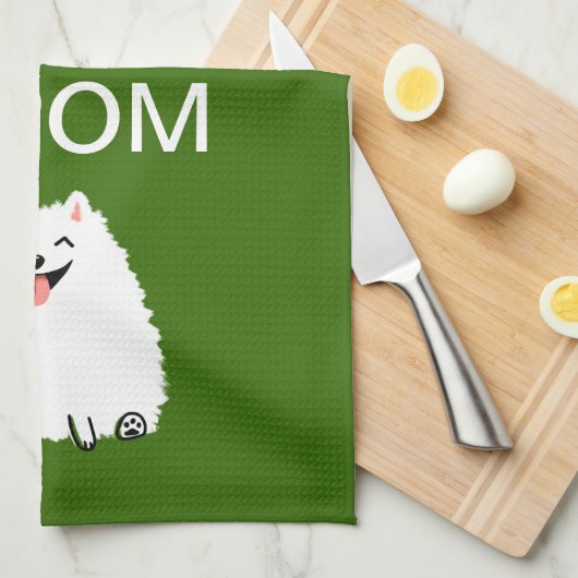 Keep Calm en Hug a Pom - Funny White Pommeren Theedoek (Quarter Fold)