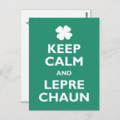 Keep Calm en Leprechaun Briefkaart (Voorkant / Achterkant)