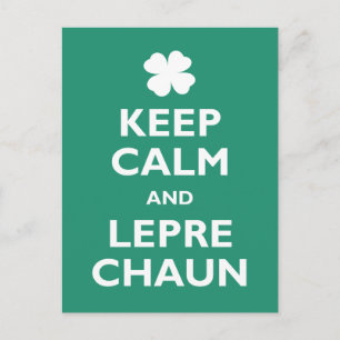 Keep Calm en Leprechaun Briefkaart