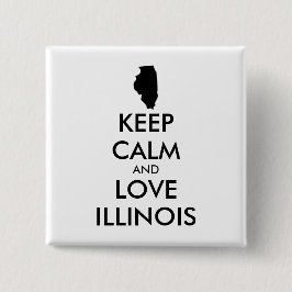  KEEP CALM EN LIVE ILLINOIS VIERKANTE BUTTON 5,1 CM