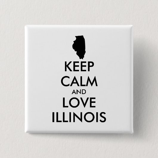  KEEP CALM EN LIVE ILLINOIS VIERKANTE BUTTON 5,1 CM (Voorkant)