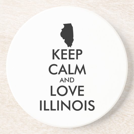  KEEP CALM EN LIVE ILLINOIS ZANDSTEEN ONDERZETTER (Voorkant)