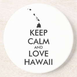  KEEP CALM EN LOVE HAWAII ZANDSTEEN ONDERZETTER