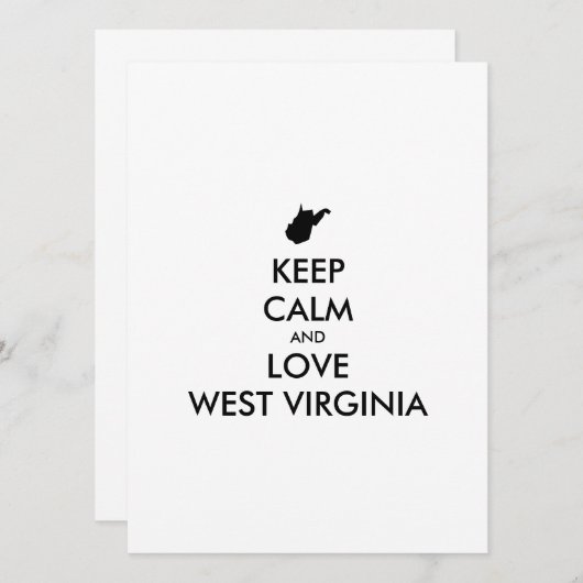  KEEP CALM EN LOVE WEST VIRGINIA (Voorkant / Achterkant)
