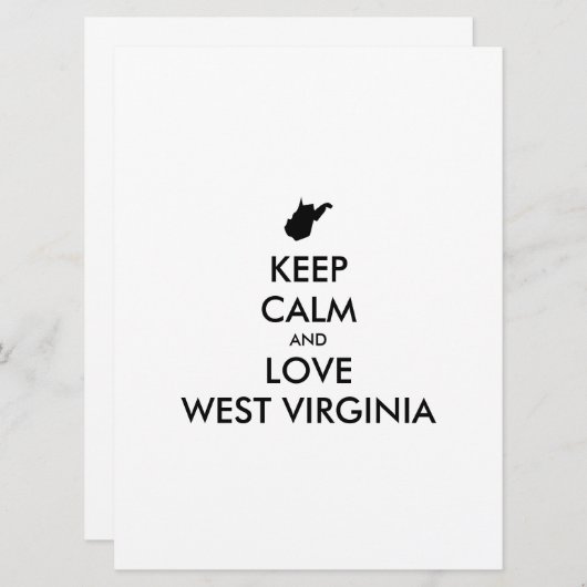  KEEP CALM EN LOVE WEST VIRGINIA (Voorkant / Achterkant)