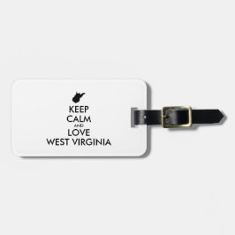  KEEP CALM EN LOVE WEST VIRGINIA BAGAGELABEL