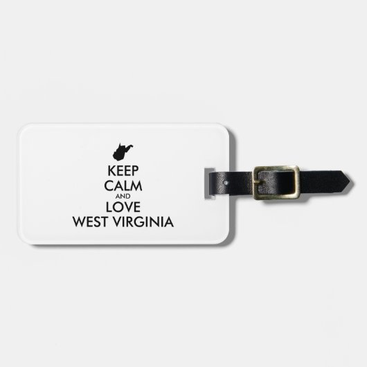  KEEP CALM EN LOVE WEST VIRGINIA BAGAGELABEL (Voorkant horizontaal)