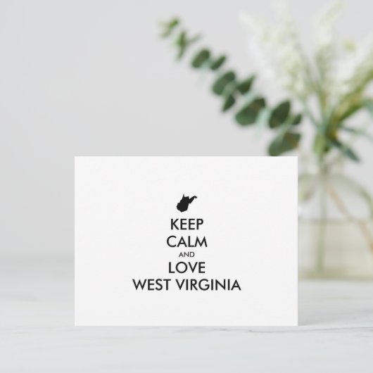  KEEP CALM EN LOVE WEST VIRGINIA BRIEFKAART (Staand voorkant)