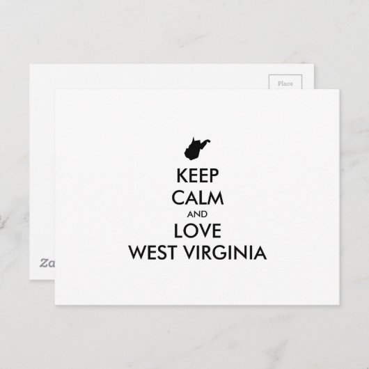  KEEP CALM EN LOVE WEST VIRGINIA BRIEFKAART (Voorkant / Achterkant)