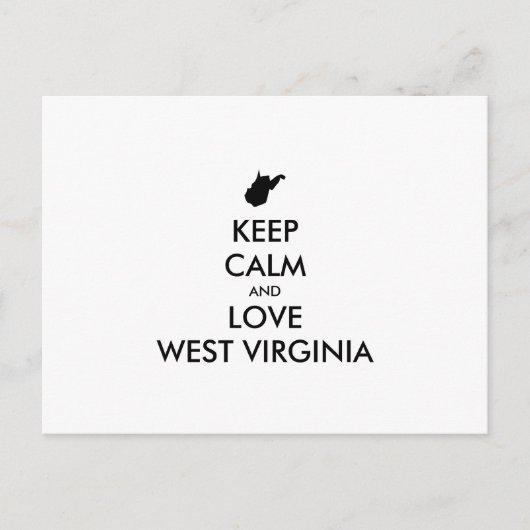  KEEP CALM EN LOVE WEST VIRGINIA BRIEFKAART (Voorkant)
