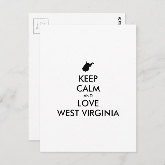  KEEP CALM EN LOVE WEST VIRGINIA BRIEFKAART (Voorkant / Achterkant)
