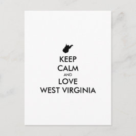 KEEP CALM EN LOVE WEST VIRGINIA BRIEFKAART
