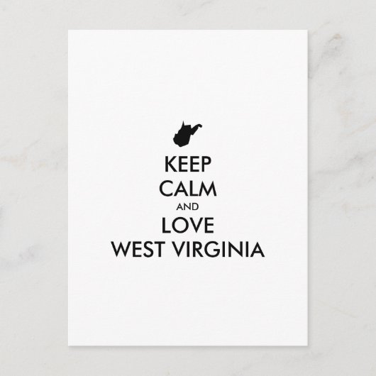  KEEP CALM EN LOVE WEST VIRGINIA BRIEFKAART (Voorkant)