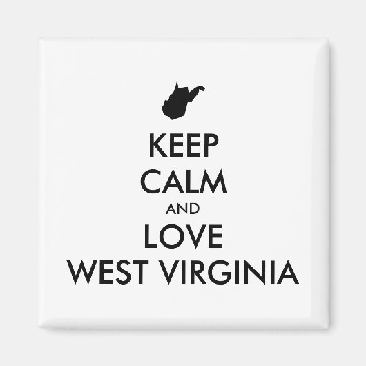KEEP CALM EN LOVE WEST VIRGINIA MAGNEET (Voorkant)