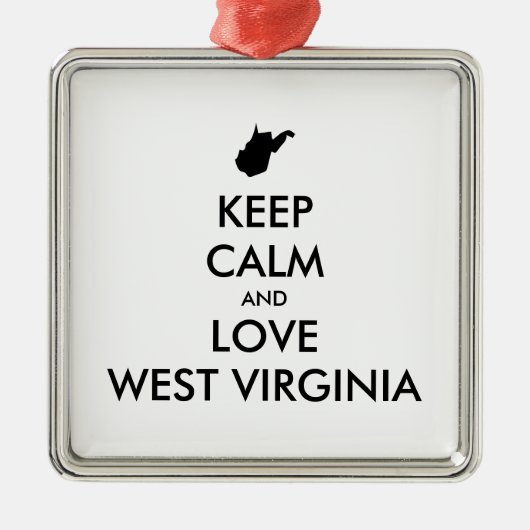 KEEP CALM EN LOVE WEST VIRGINIA METALEN ORNAMENT (Voorkant)