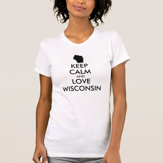  KEEP CALM EN LOVE WISCONSIE T-SHIRT (Voorkant)