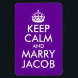 Keep Calm en Marry Jacob Magneet<br><div class="desc">paarse en witte trouwparodie van een klassiek ontwerp ...  Hou Calm en Marry Jacob.</div>