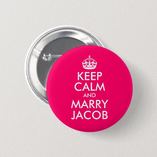 Keep Calm en Marry Jacob Ronde Button 5,7 Cm (Voorkant /achterkant)