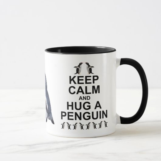 Keep Calm en omhels een pinguïn mok (Rechts)