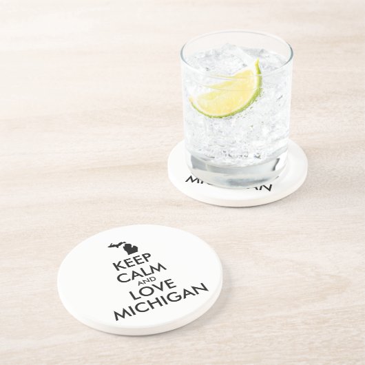  KEEP CALM EN VERLIES MICHIGAN ZANDSTEEN ONDERZETTER (Zijkant)