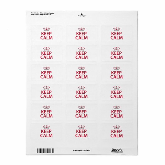 Keep Calm Etiket (Full Sheet)