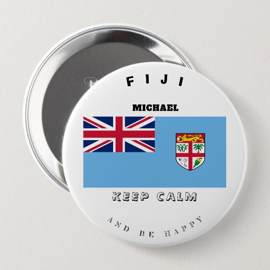 Keep Calm & Fiji Flag Button (Voorkant /achterkant)